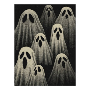 Póster Ilustração de Fantasma Flutuante Assustador
