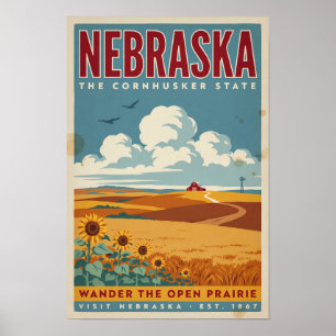 Poster Ilustração de Fazenda da Pradaria de Nebraska Arte
