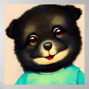 Poster Ilustração de filhotes pretos em branco