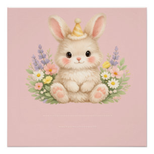 Póster Ilustração de Flor Silvestre Coelhinho Pastel
