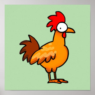 Poster Ilustração de Frango de Desenho Animado Divertida