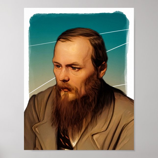 Poster Ilustração de Fyodor Dostoevsky, Novelista Russo (Frente)