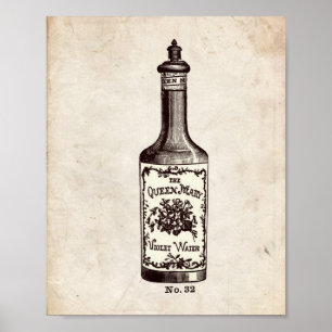 Poster Ilustração de Garrafa de Perfume Vitoriana