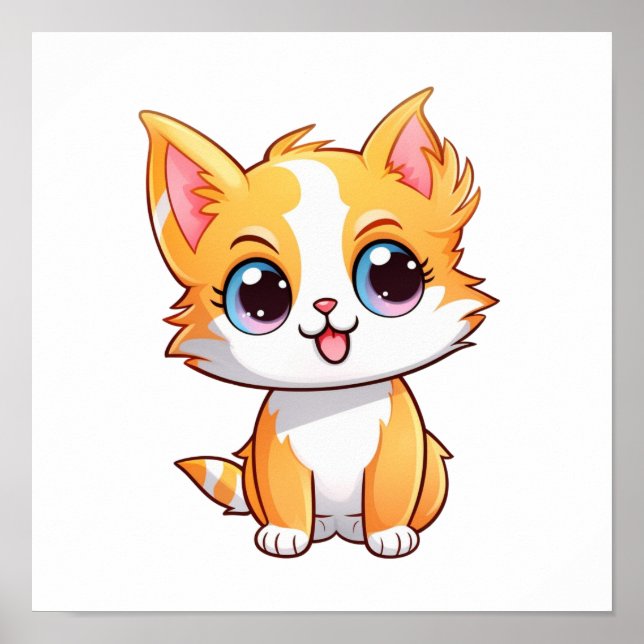 Poster Ilustração de gato animado (Frente)