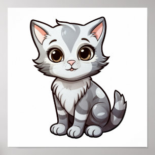 Poster Ilustração de gato animado