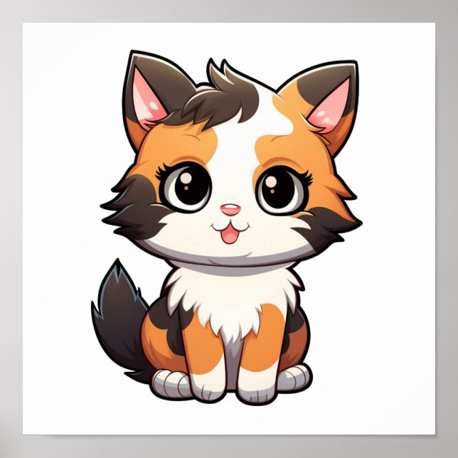 Poster Ilustração de gato animado (Frente)