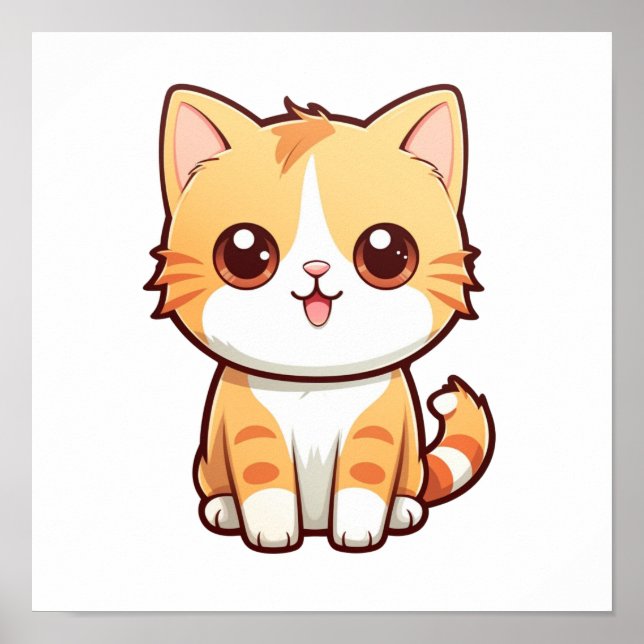 Poster Ilustração de gato animado (Frente)