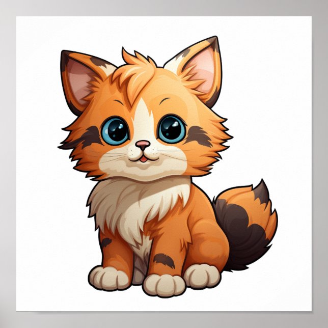 Poster Ilustração de gato animado (Frente)