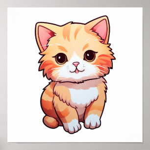 Poster Ilustração de gato animado