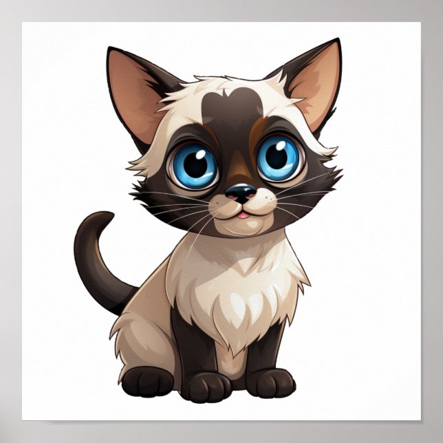 Poster Ilustração de gato animado (Frente)