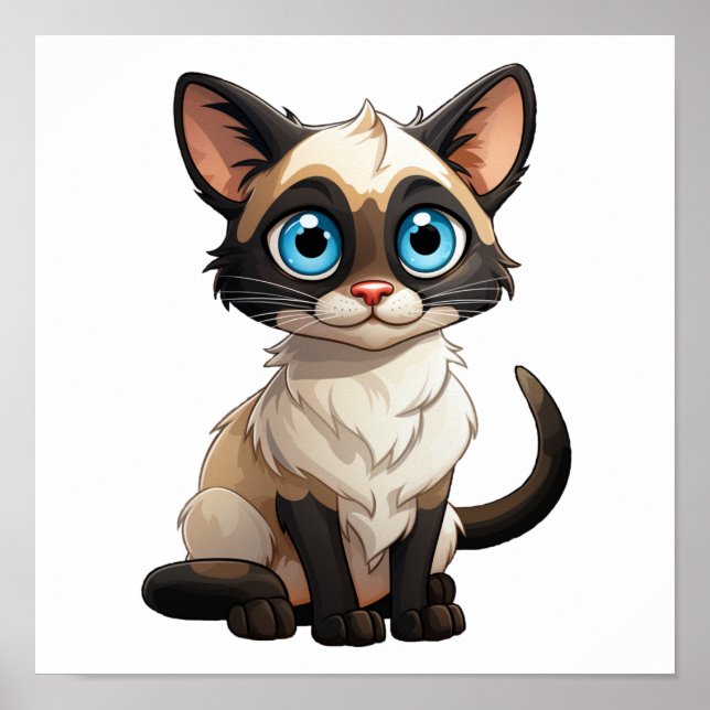 Poster Ilustração de gato animado (Frente)