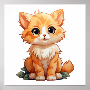 Poster Ilustração de gato animado