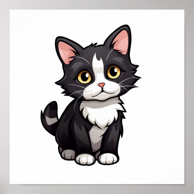 Poster Ilustração de gato animado (Frente)