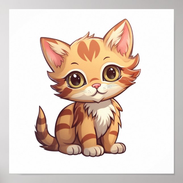 Poster Ilustração de gato animado (Frente)