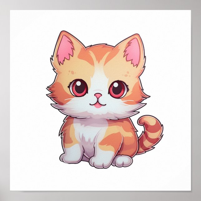 Poster Ilustração de gato animado (Frente)