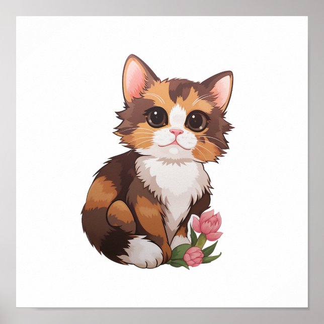 Poster Ilustração de gato animado (Frente)