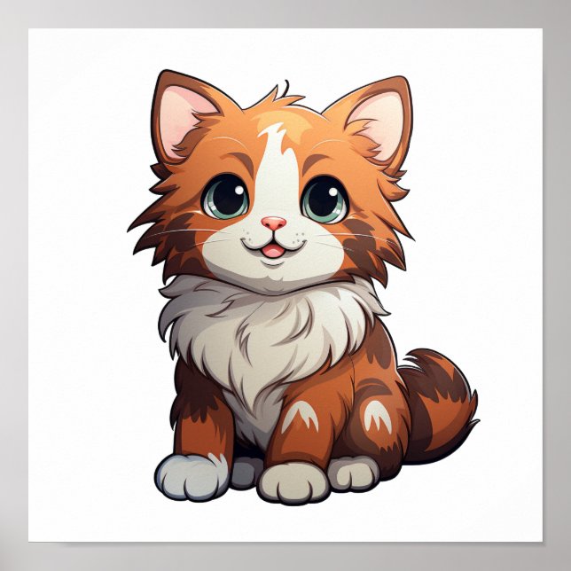 Poster Ilustração de gato animado (Frente)