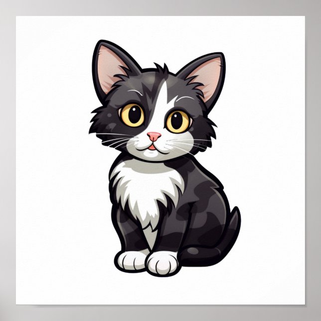 Poster Ilustração de gato animado (Frente)