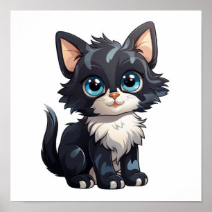 Poster Ilustração de gato animado