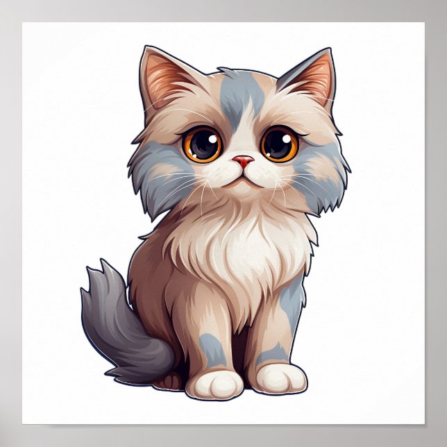 Poster Ilustração de gato animado (Frente)