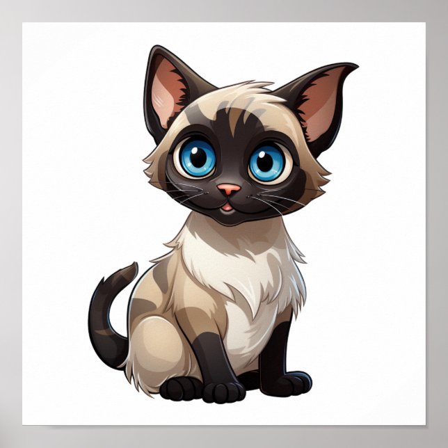 Poster Ilustração de gato animado (Frente)