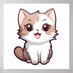 Poster Ilustração de gato animado