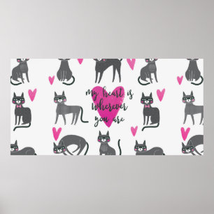 Poster Ilustração de gato bonito. Inscrição de amor