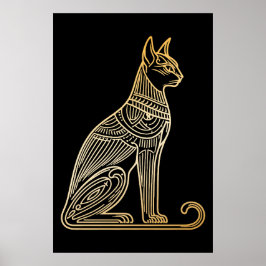 Poster Ilustração de Gato Dourado para Amantes de Gatos e