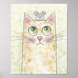 Poster Ilustração de Gato e Rato Bonito