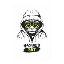 Ilustração de Gato Hacker Fofo – Presente de Ciber