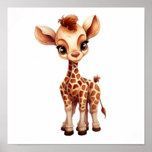 Poster Ilustração de girafa de desenho animado