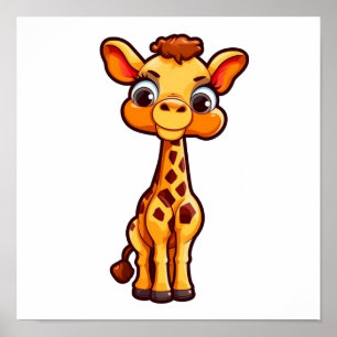 Poster Ilustração de girafa de desenho animado