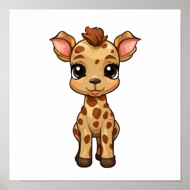 Poster Ilustração de girafa de desenho animado (Frente)