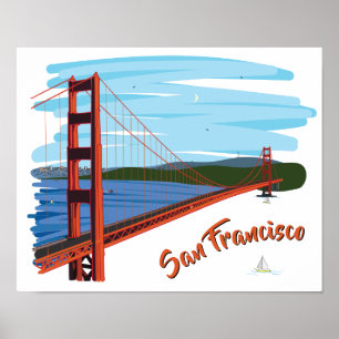 Poster Ilustração de golden gate bridge San Francisco
