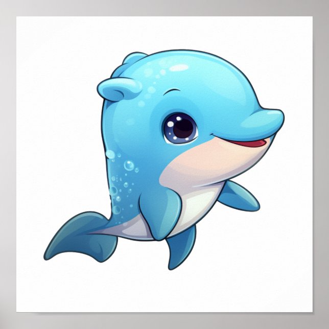 Poster Ilustração de golfinho de desenho animado (Frente)