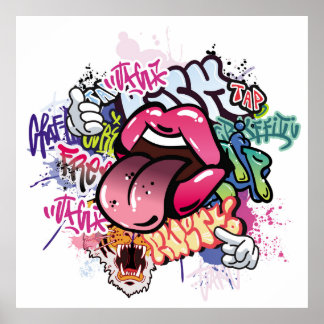 Poster ilustração de grafite com letras de grafite de rua