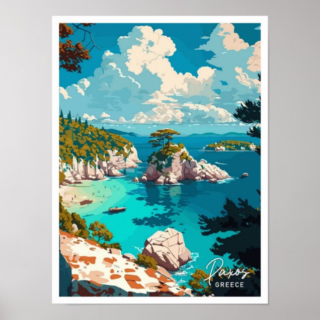 Poster Ilustração de Grécia de Viagem de de Paxos (Frente)