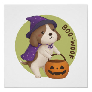 Póster Ilustração de Halloween: Boo-Woof (Beagle)