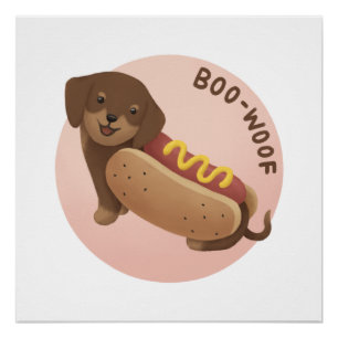 Póster Ilustração de Halloween: Boo-Woof (Dachshund)