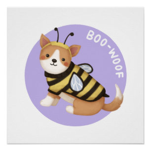 Póster Ilustração de Halloween: Boo-Woof (Welsh Corgi)