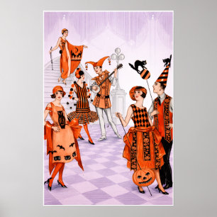 Poster Ilustração de Halloween em Art Déco – Vintage anos