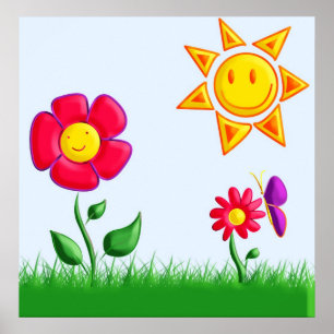 Poster Ilustração de jardim ensolarado