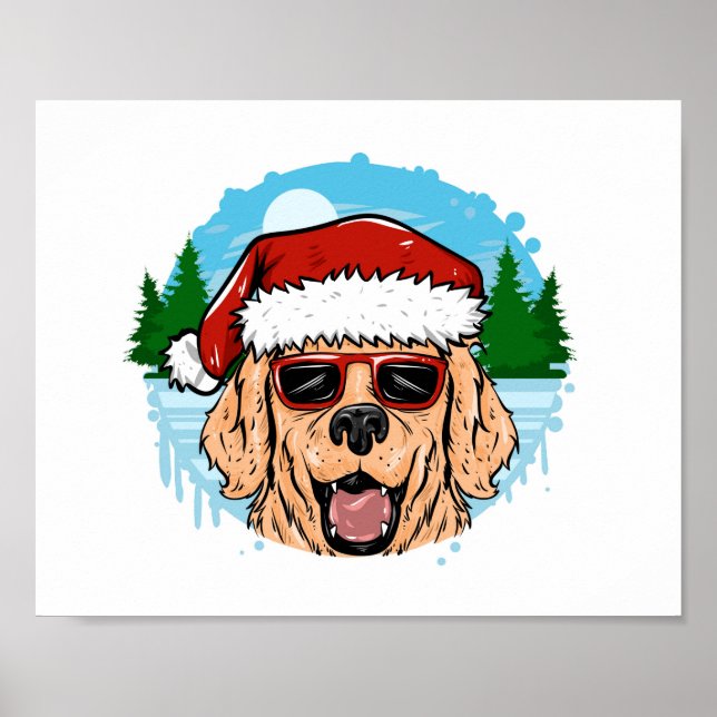 Poster Ilustração de labrador Retriever santa claus (Frente)