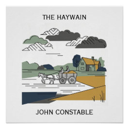 Póster Ilustração de Linha Constable's Haywain