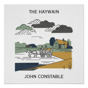 Póster Ilustração de Linha Constable's Haywain