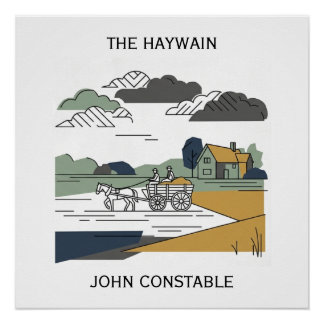 Póster Ilustração de Linha Constable's Haywain