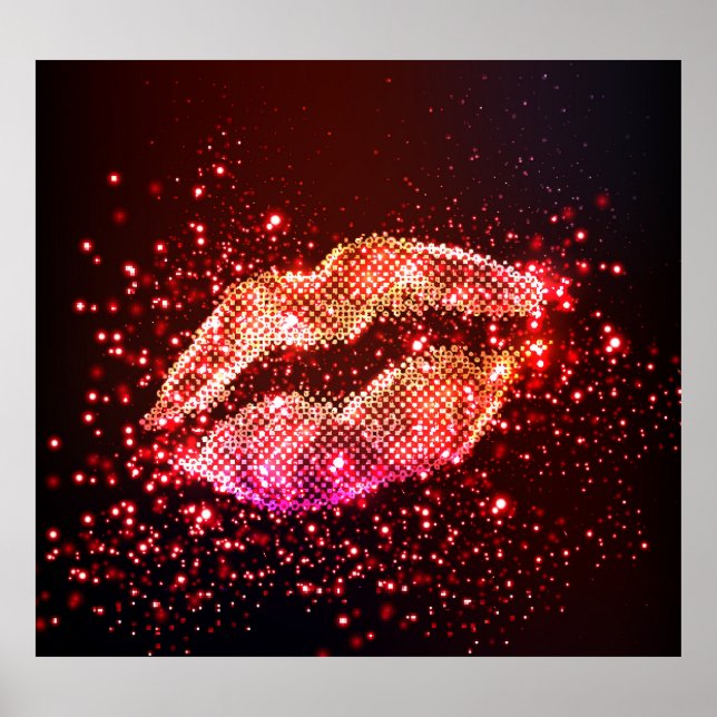 Poster Ilustração de Lip editável: Design gráfico simples (Frente)