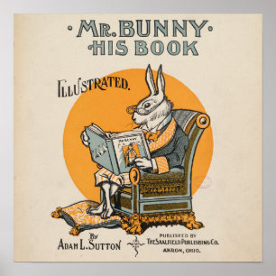 Poster Ilustração de Livro Infantil de Coelho Vintage