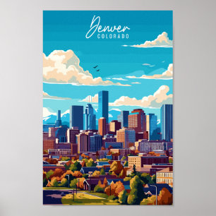 Poster Ilustração de lugar da viagens vintage Denver Colo