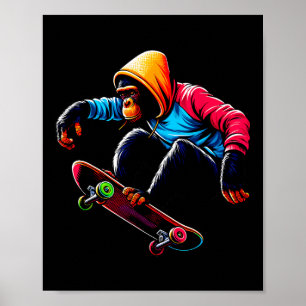 Poster Ilustração de Macaco Bonobo Funky Legal Andando de